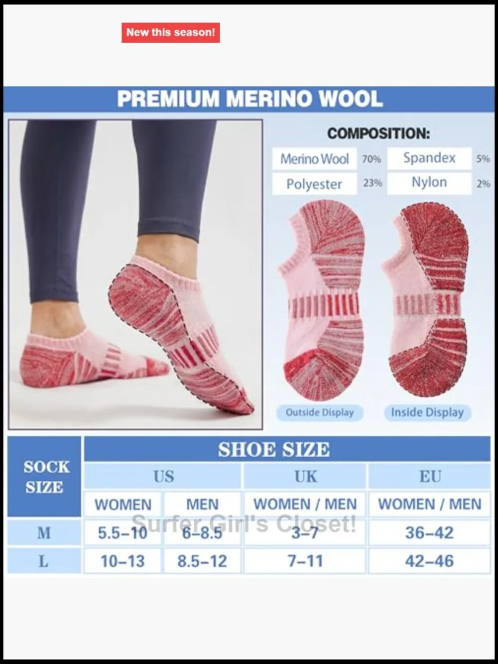 Merino Wool Ankle Athletic Socks Cushioned Breathable for Men Women 6 Pairs